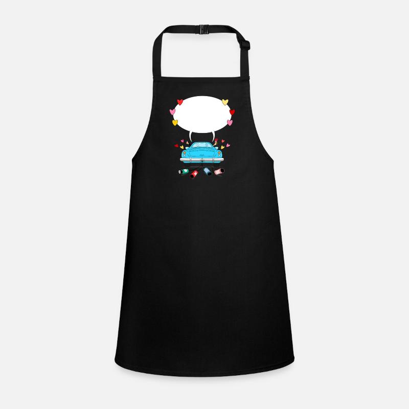 Wedding car with speech bubble in blue Children's Apron