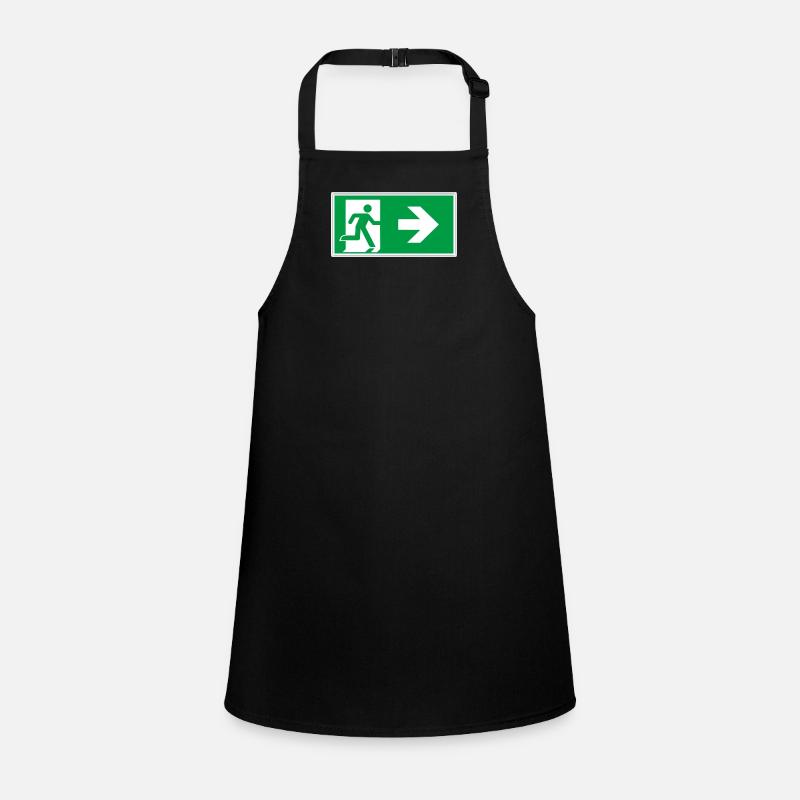 escape route sticker sign emergency exit right go Children's Apron