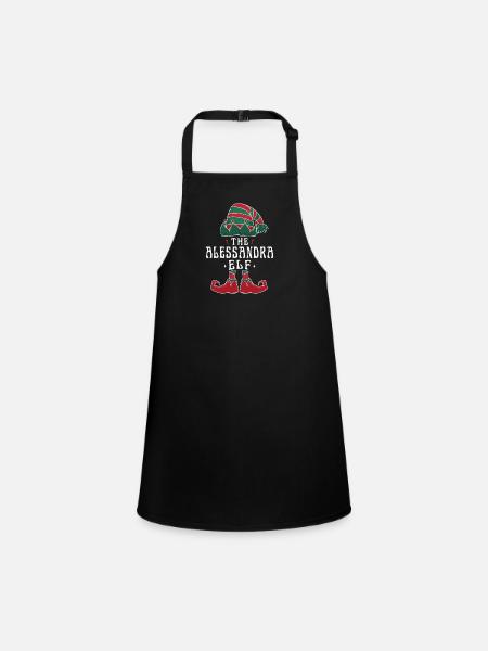 Alessandra Elf Family Matching Group Christmas - Children's Apron - black - Front