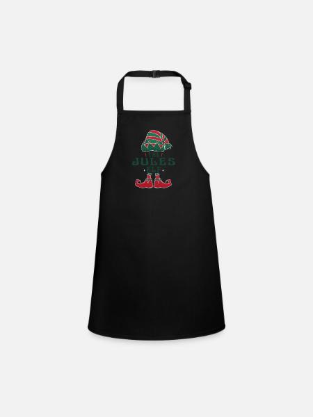 Jules Elf Personalized Name Christmas Family - Children's Apron - black - Front