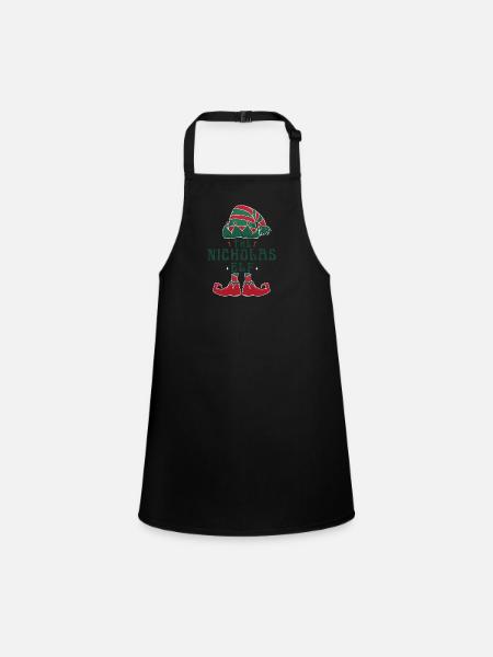 The Nicholas Elf Pajama for Funny Christmas - Children's Apron - black - Front