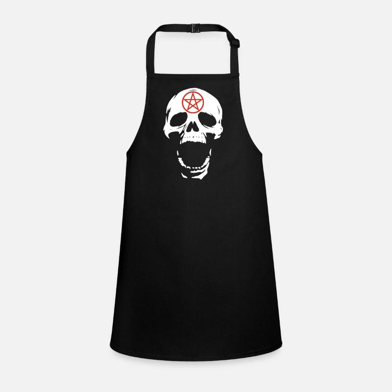 White skull and red pentagram Children's Apron