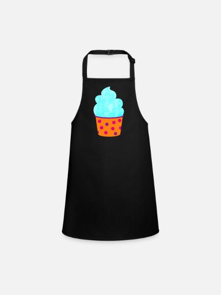 Eis Eiskrem Icecream Cup Dots Muffin Punkte süß - Schürze für Kinder - Schwarz - Vorne