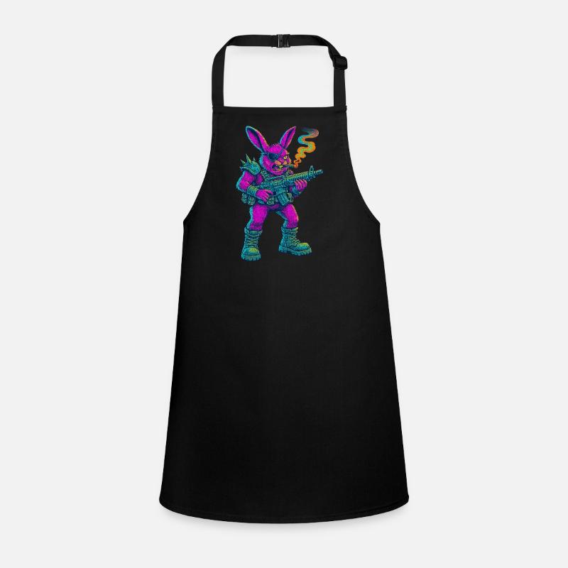 Neon Punk Bunny mit Zigarre und Gewehr Schürze für Kinder
