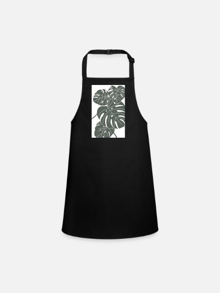 Monstera digital Art grün/weiß - Schürze für Kinder - Schwarz - Vorne