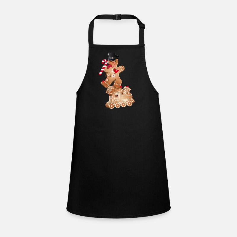 Gingerbread man as engine driver on the gingerbread locomotive Children's Apron