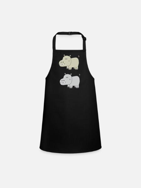 Hippopotames double - Tablier Enfant - noir - Devant