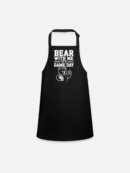 Bear With Me, It’s Game Day - Children's Apron - black - Front