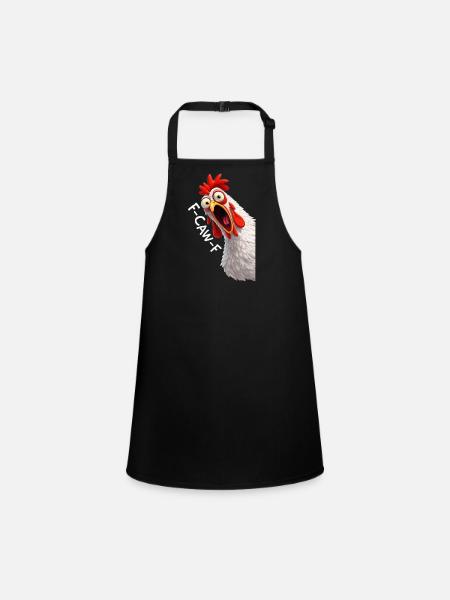 F-Caw-F Chicken Adult Humor Funny Rooster Fcawf - Schürze für Kinder - Schwarz - Vorne