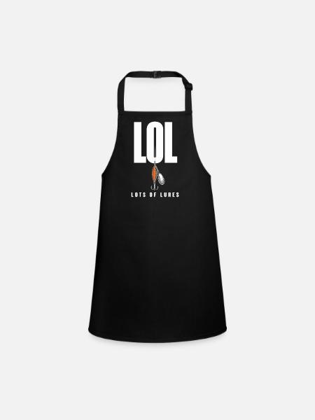 LOL Lots Of Lures Funny Angler Motif for - Children's Apron - black - Front