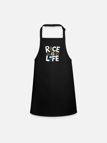 Rice is life funny Reis Design - Children's Apron - black - Front
