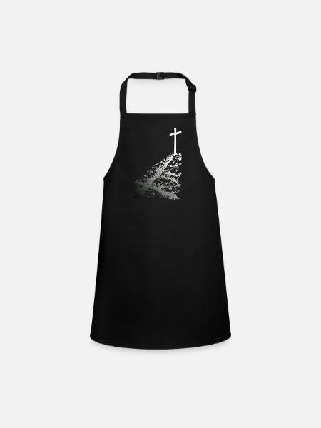 Croix blanche avec ombre - Tablier Enfant - noir - Devant