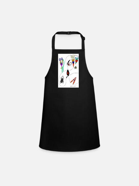 M Burns Head Spider - Children's Apron - black - Front