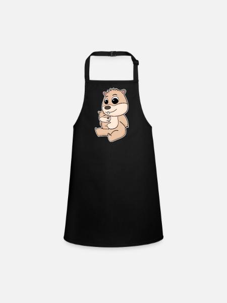 Guinea pig family - guinea pig with baby - Children's Apron - black - Front