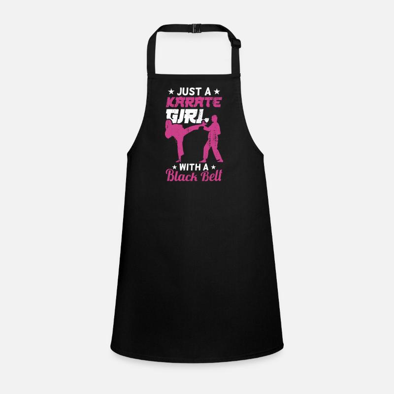 Karate Mädchen mit schwarzen Gürtel Schürze für Kinder