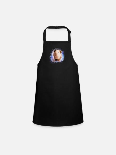 guinea pig, graffiti,painting,green,blue - Children's Apron - black - Front