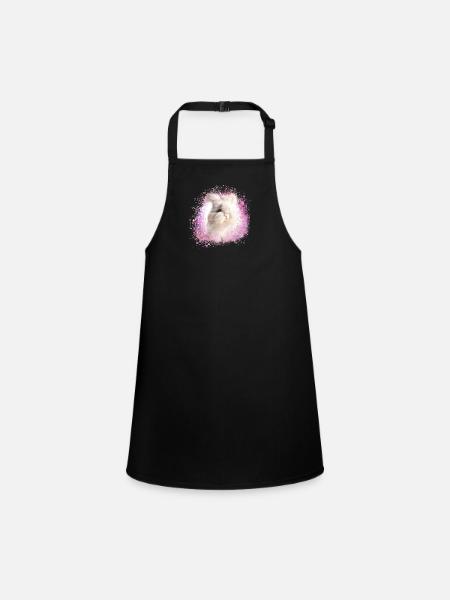 lapin angora, lapin, graffiti, rose, lapin - Tablier Enfant - noir - Devant