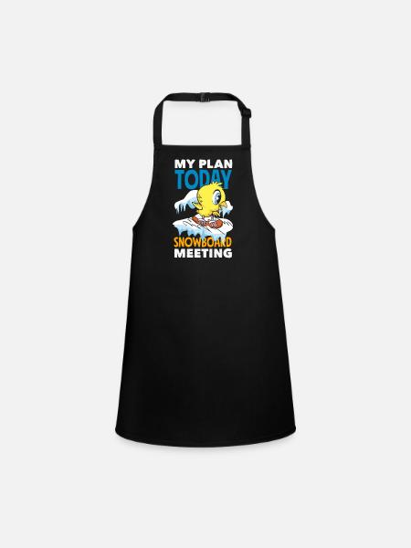 Snowboarding Snowboard Meeting Chairlift - Children's Apron - black - Front
