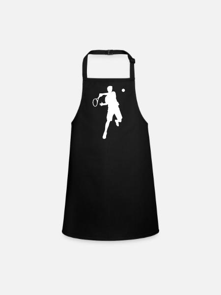 Tennis Player Backhand Silhouette Minimalist - Children's Apron - black - Front