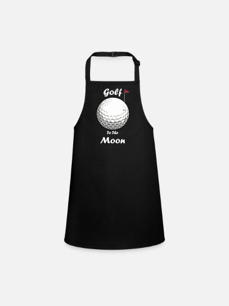 Golf To The Moon - Children's Apron - black - Front
