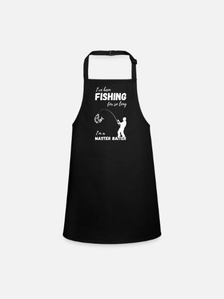 Fishing Master Baiter Funny Fisherman Gift - Children's Apron - black - Front