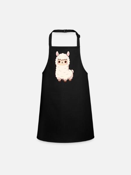 Cadeau d’anniversaire d’Alpaga Kawaii - Tablier Enfant - noir - Devant