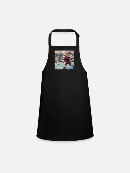 Racquet Rabbit Rally - Children's Apron - black - Front