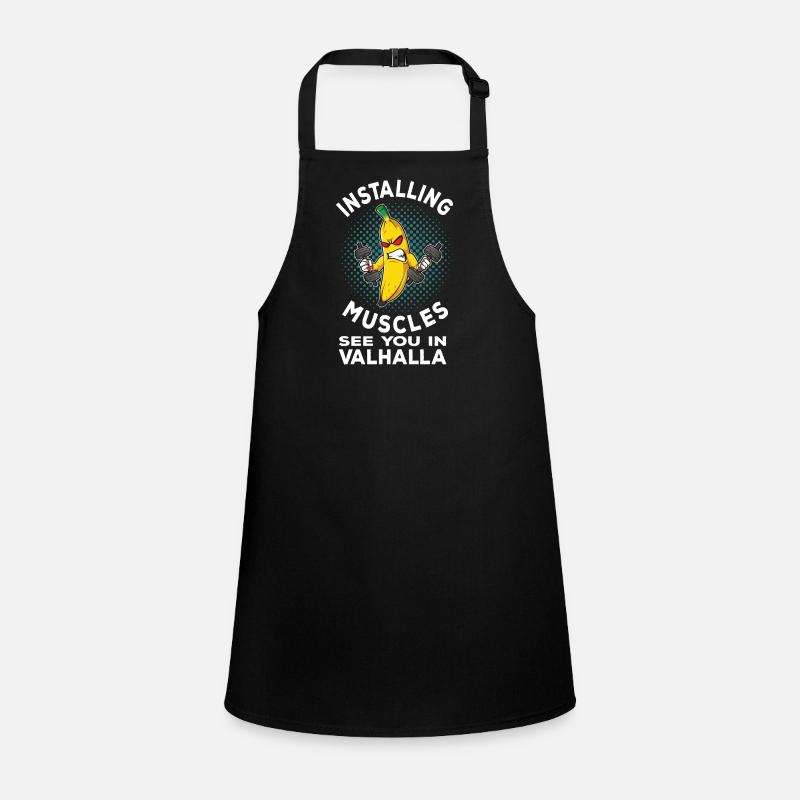 Fitness Banana Installing Muscles Valhalla Gym Children's Apron