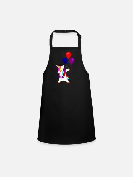 dabbing licorne, dabbing licorne licorne - Tablier Enfant - noir - Devant
