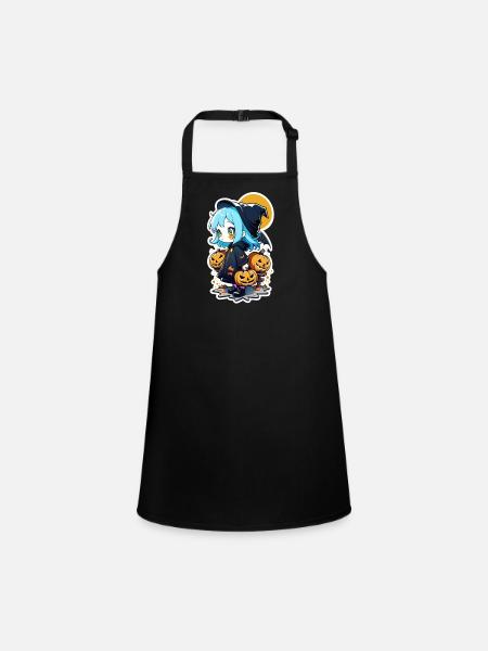 Halloween - Witch Manga - Children's Apron - black - Front