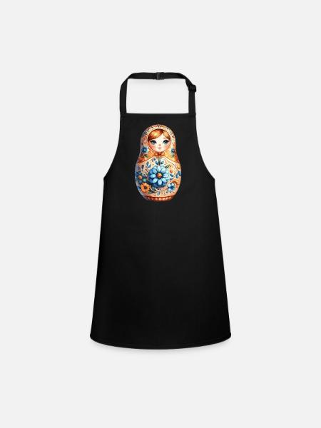 Matryoshka Noble Gift - Children's Apron - black - Front