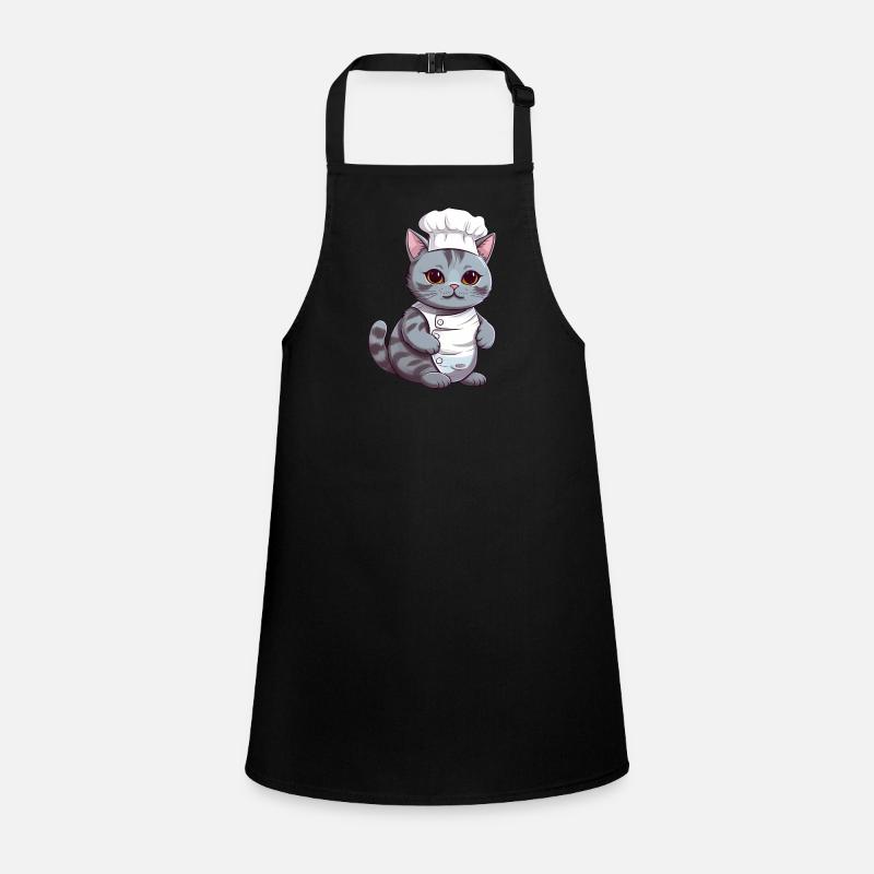 Chat Siamois Mignon Chef Comic Design Tablier Enfant
