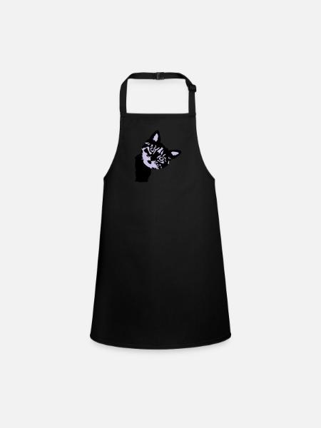 Cat, cute kitten - 2 colors - Tablier Enfant - noir - Devant