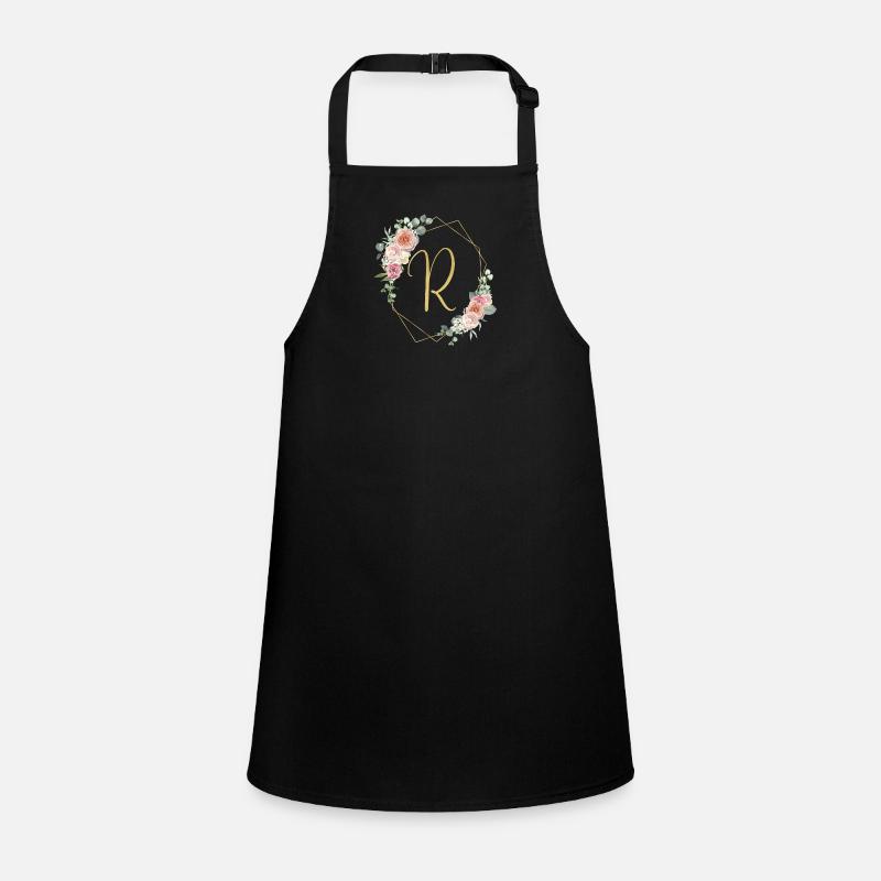 Customizable Monogram R Floral Children's Apron