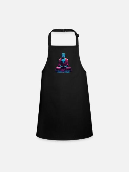 Blauer Buddha in Meditation Versenkung Dualität - Schürze für Kinder - Schwarz - Vorne