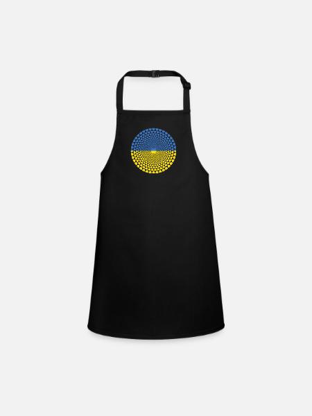 L'Ukraine L'Ukraine Україна L'amour Mandala de coeur - Tablier Enfant - noir - Devant