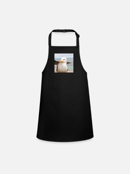 Herring gull (Larus argentatus) on the beach Herring - Children's Apron - black - Front