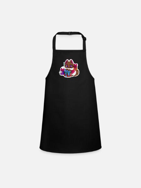 Present Cat🎁🐱 - Children's Apron - black - Front