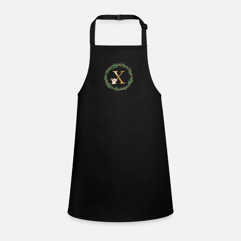 Customizable Monogram X - Children's Apron - black