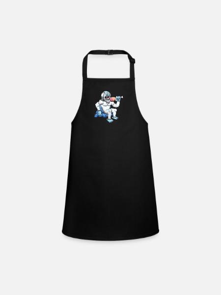 Yeti Eating Meat - Children's Apron - black - Front