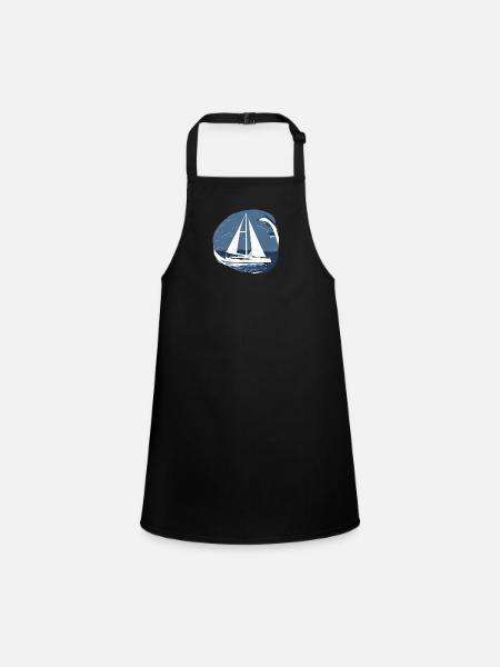 Sailing Sailing Sailboat Sailing Ship - Children's Apron - black - Front