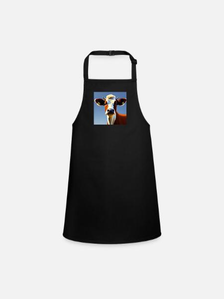 Brown and White Cow - Children's Apron - black - Front
