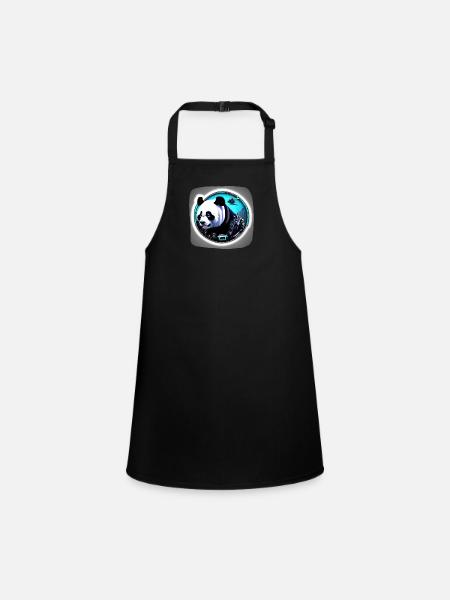 Futuristischer Space Panda - Schürze für Kinder - Schwarz - Vorne