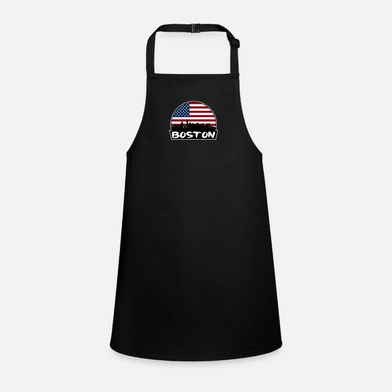 Boston Massachusetts États-Unis Flag Skyline Silhouette T Tablier Enfant