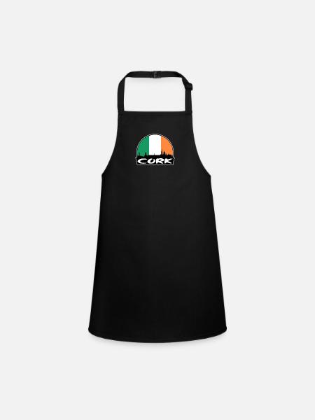 Cork Irland Flagge Skyline Silhouette Reisen - Schürze für Kinder - Schwarz - Vorne