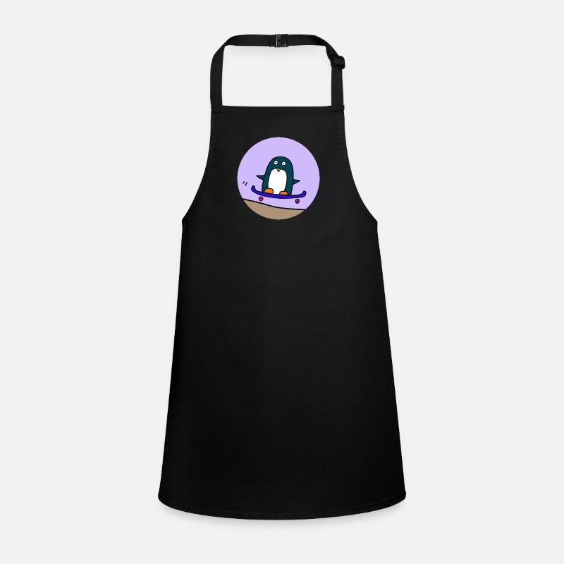 Penguin rides skateboard Children's Apron