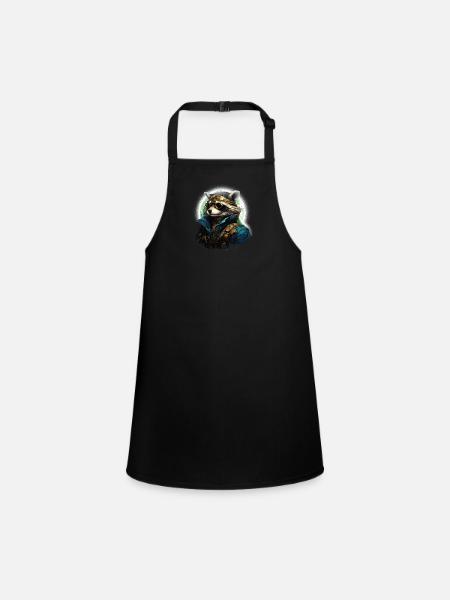 Steampunk Raccoon in sunlight - Children's Apron - black - Front