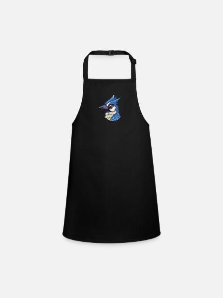 Geai bleu coloré aquarelle dessin animé Kawaii Animal - Tablier Enfant - noir - Devant