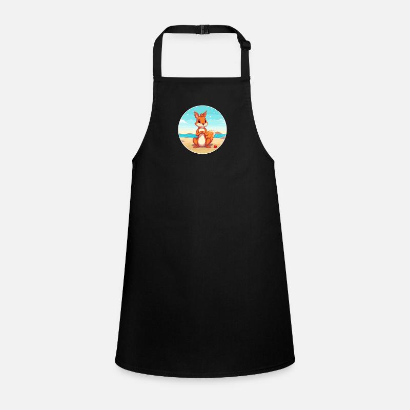Squirrel Cartoon Yoga Beach Summer Illustration Children's Apron