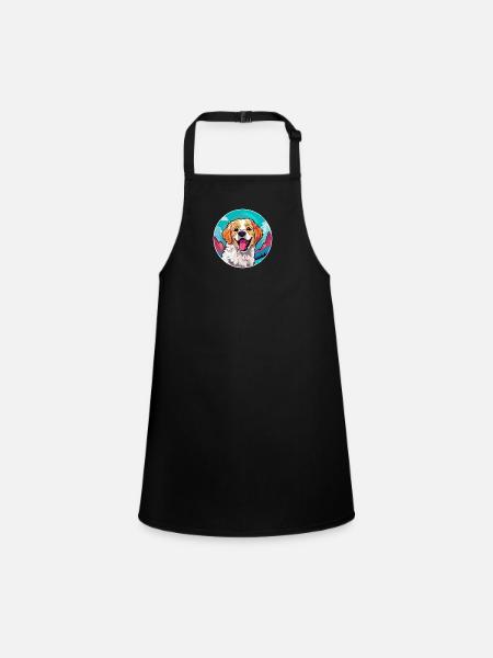 Alano Español Hunderasse Cartoon Kawaii Aquarell - Schürze für Kinder - Schwarz - Vorne